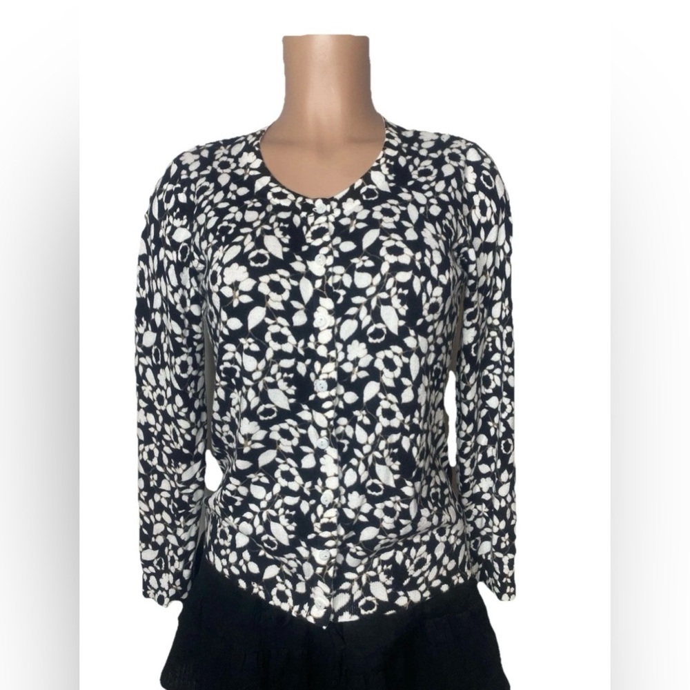 Laura Scott Women’s‎ Floral Petite Cardigan Sweater Size SP